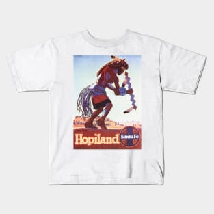 HOPILAND Native Buffalo Dancer Santa Fe Railway Vintage Travel Kids T-Shirt